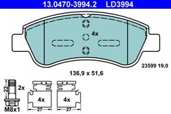 Set placute frana ATE 13.0470-3994.2