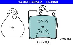 SET PLACUTE FRANA ATE 13.0470-4064.2 - Compatibil cu CHRYSLER, MERCEDES-BENZ