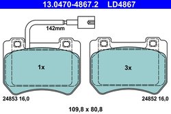 Set placute frana ATE 13.0470-4867.2