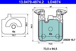 Set placute frana ATE 13.0470-4874.2