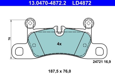 SET PLACUTE FRANA ATE 13.0470-4872.2 - Compatibil cu PORSCHE, VW