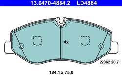 SET PLACUTE FRANA ATE 13.0470-4884.2 - Compatibil cu MERCEDES-BENZ