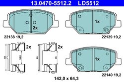 Set placute frana ATE 13.0470-5512.2