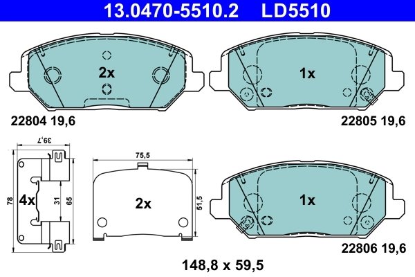 Set placute frana ATE 13.0470-5510.2