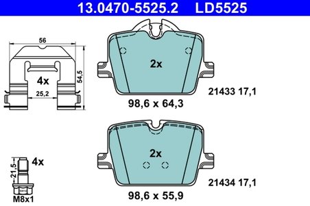 SET PLACUTE FRANA ATE 13.0470-5525.2 - Compatibil cu BMW, TOYOTA