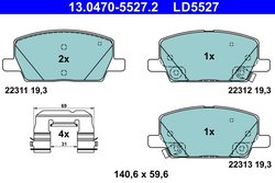 SET PLACUTE FRANA ATE 13.0470-5527.2 - Compatibil cu CHEVROLET, OPEL, VAUXHALL
