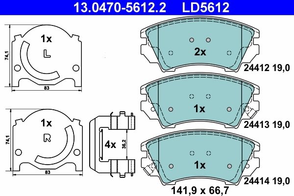 SET PLACUTE FRANA ATE 13.0470-5612.2 - Compatibil cu CHEVROLET, OPEL, SAAB, VAUXHALL