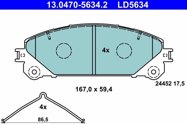 SET PLACUTE FRANA ATE 13.0470-5634.2 - Compatibil cu LEXUS, TOYOTA
