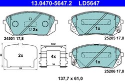 Set placute frana ATE 13.0470-5647.2