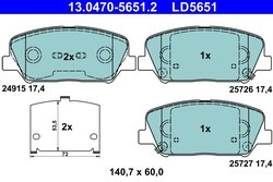 Set placute frana ATE 13.0470-5651.2