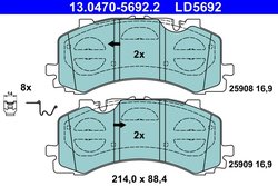 SET PLACUTE FRANA ATE 13.0470-5692.2 - Compatibil cu AUDI, VW