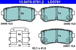 Set placute frana ATE 13.0470-5781.2