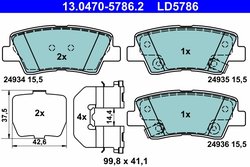 SET PLACUTE FRANA ATE 13.0470-5786.2 - Compatibil cu HYUNDAI, KIA, SSANGYONG