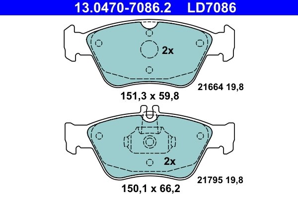 Set placute frana ATE 13.0470-7086.2