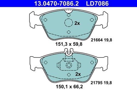 Set placute frana ATE 13.0470-7086.2