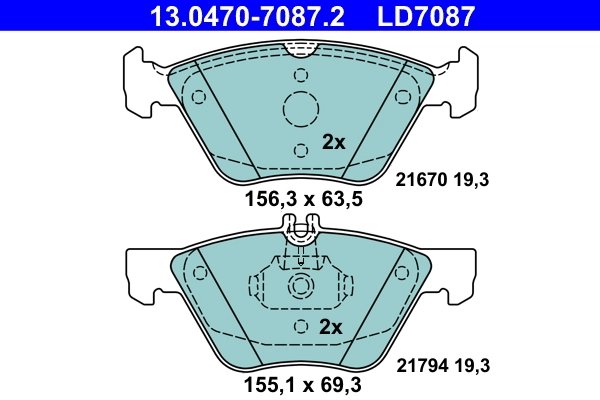 SET PLACUTE FRANA ATE 13.0470-7087.2 - Compatibil cu CHRYSLER, MERCEDES-BENZ