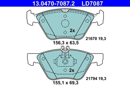 SET PLACUTE FRANA ATE 13.0470-7087.2 - Compatibil cu CHRYSLER, MERCEDES-BENZ