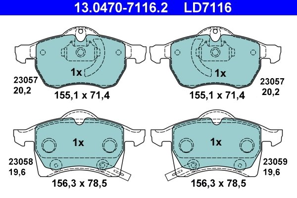 SET PLACUTE FRANA ATE 13.0470-7116.2 - Compatibil cu CHEVROLET, OPEL, VAUXHALL