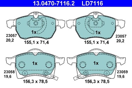 SET PLACUTE FRANA ATE 13.0470-7116.2 - Compatibil cu CHEVROLET, OPEL, VAUXHALL