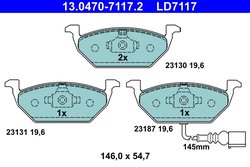 SET PLACUTE FRANA ATE 13.0470-7117.2 - Compatibil cu AUDI, SEAT, SKODA, VW