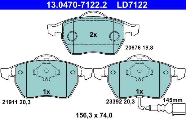 Set placute frana ATE 13.0470-7122.2