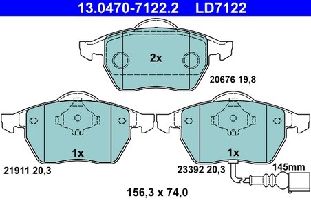 Set placute frana ATE 13.0470-7122.2