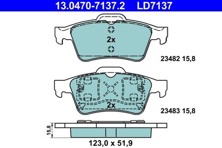 Set placute frana ATE 13.0470-7137.2