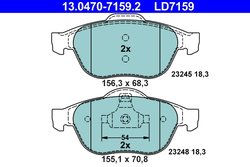 SET PLACUTE FRANA ATE 13.0470-7159.2 - Compatibil cu RENAULT