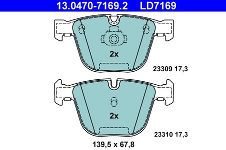 SET PLACUTE FRANA ATE 13.0470-7169.2 - Compatibil cu BMW