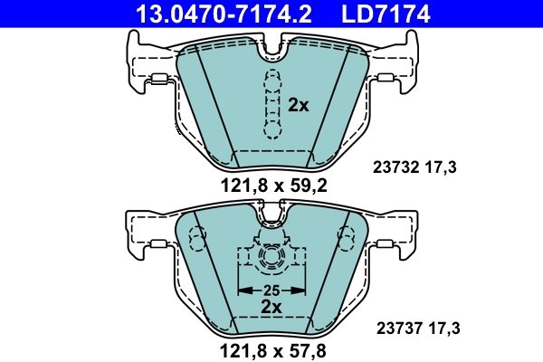 Set placute frana ATE 13.0470-7174.2