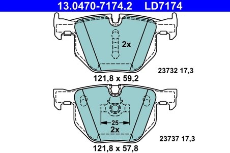 Set placute frana ATE 13.0470-7174.2