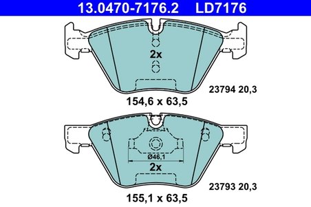 SET PLACUTE FRANA ATE 13.0470-7176.2 - Compatibil cu BMW