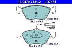 SET PLACUTE FRANA ATE 13.0470-7181.2 - Compatibil cu ALFA ROMEO