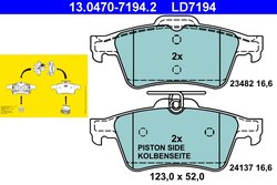 SET PLACUTE FRANA ATE 13.0470-7194.2 - Compatibil cu CHEVROLET, FORD, OPEL, SAAB, VAUXHALL