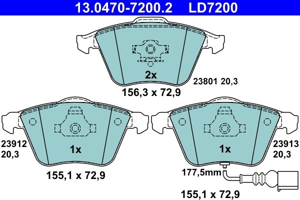 Set placute frana ATE 13.0470-7200.2