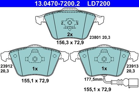 Set placute frana ATE 13.0470-7200.2
