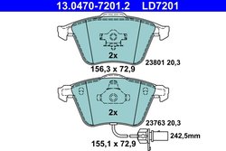 SET PLACUTE FRANA ATE 13.0470-7201.2 - Compatibil cu AUDI, SEAT