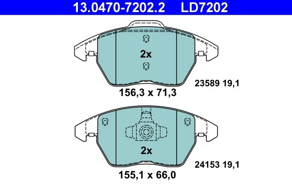 SET PLACUTE FRANA ATE 13.0470-7202.2 - Compatibil cu PEUGEOT