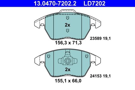 SET PLACUTE FRANA ATE 13.0470-7202.2 - Compatibil cu PEUGEOT
