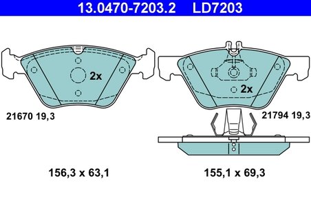 Set placute frana ATE 13.0470-7203.2