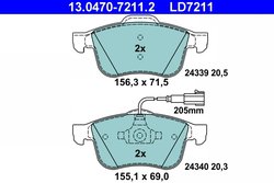 Set placute frana ATE 13.0470-7211.2