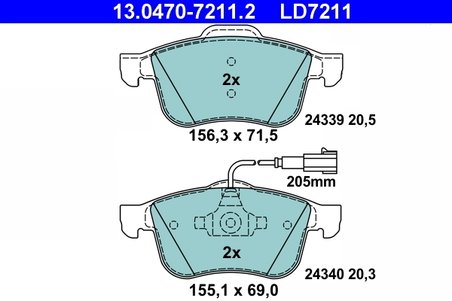 Set placute frana ATE 13.0470-7211.2