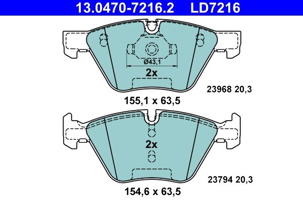 Set placute frana ATE 13.0470-7216.2