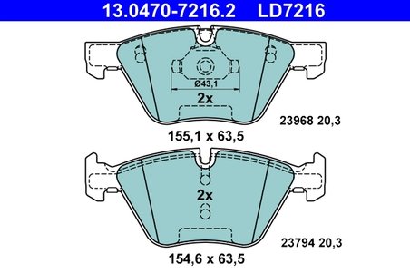 Set placute frana ATE 13.0470-7216.2