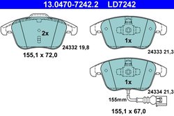 SET PLACUTE FRANA ATE 13.0470-7242.2 - Compatibil cu AUDI, SEAT, VW