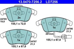 Set placute frana ATE 13.0470-7256.2