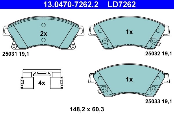 Set placute frana ATE 13.0470-7262.2