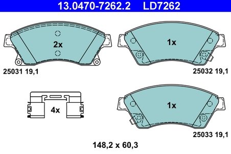 Set placute frana ATE 13.0470-7262.2
