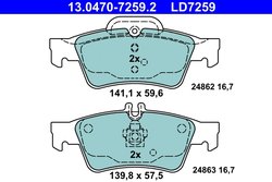 SET PLACUTE FRANA ATE 13.0470-7259.2 - Compatibil cu MERCEDES-BENZ