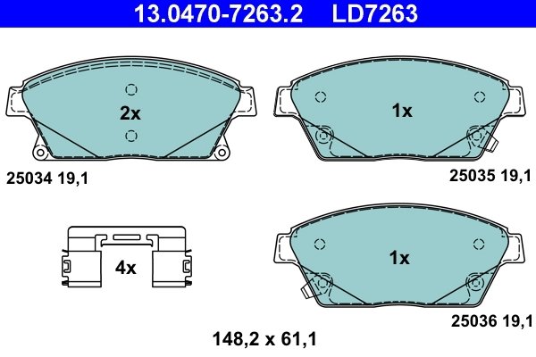 SET PLACUTE FRANA ATE 13.0470-7263.2 - Compatibil cu CHEVROLET, OPEL, VAUXHALL
